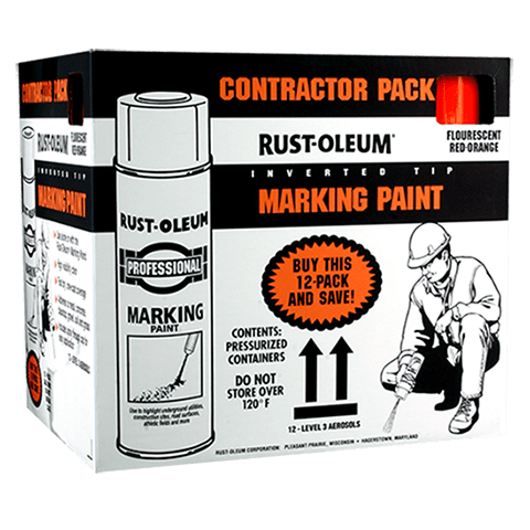 Rust-Oleum Contractor Pack Inverted Fluorescent Orange Marking Spray Paint