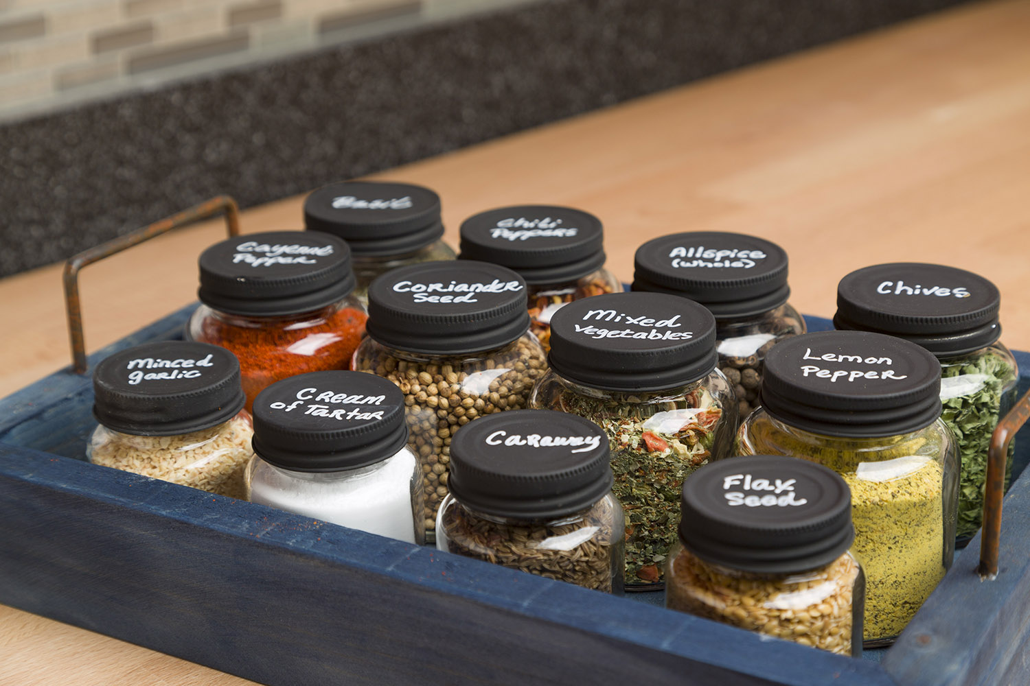 Chalkboard Lids for Spice Jars