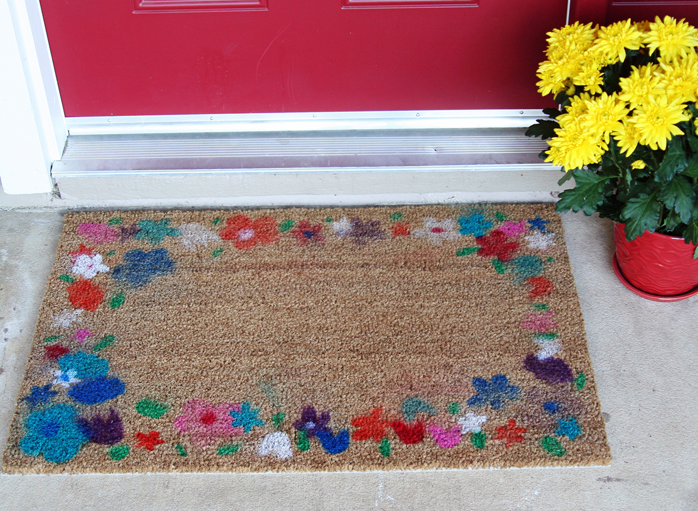 Airbrush Flower Doormat