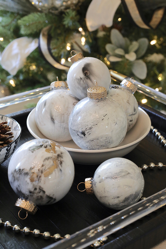 Marbled Christmas Ornaments