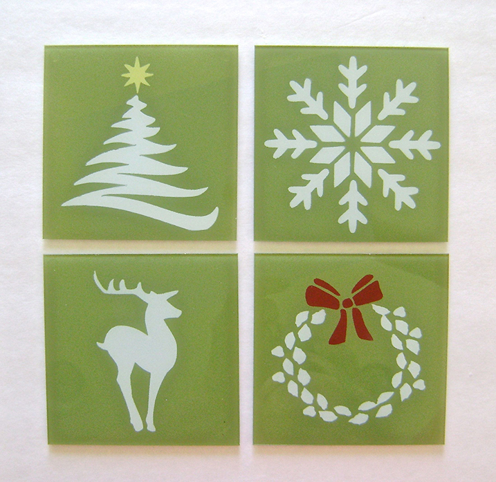 Green Holiday  Glass Coasters