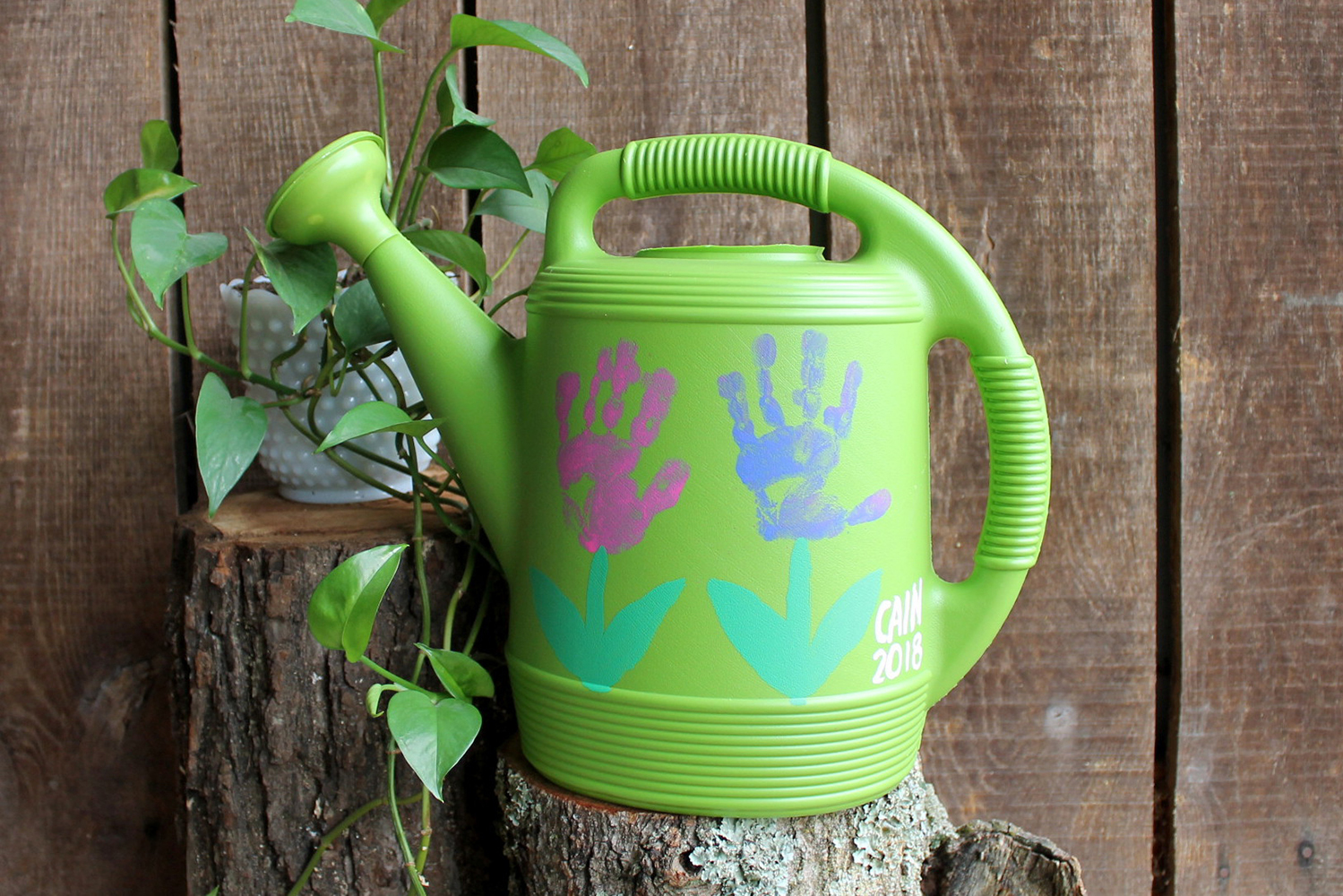 Acrylic Handprint Watering Can for Mother's Day