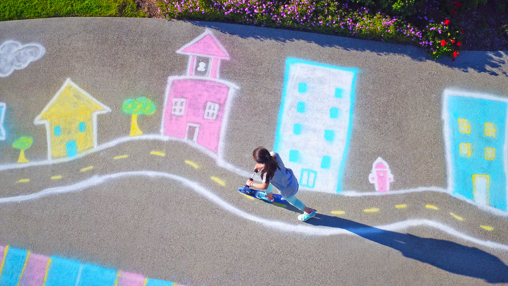 Spray Chalk Scooter Obstacle Course