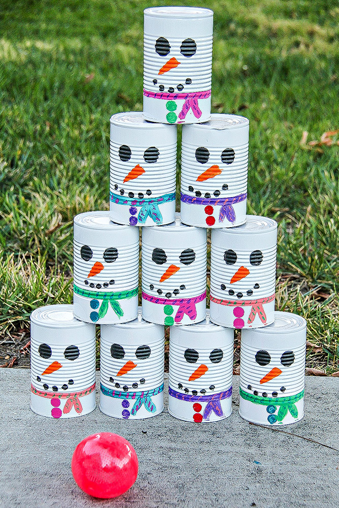 acrylic box diy DIY Can Tin Toss Snowmen